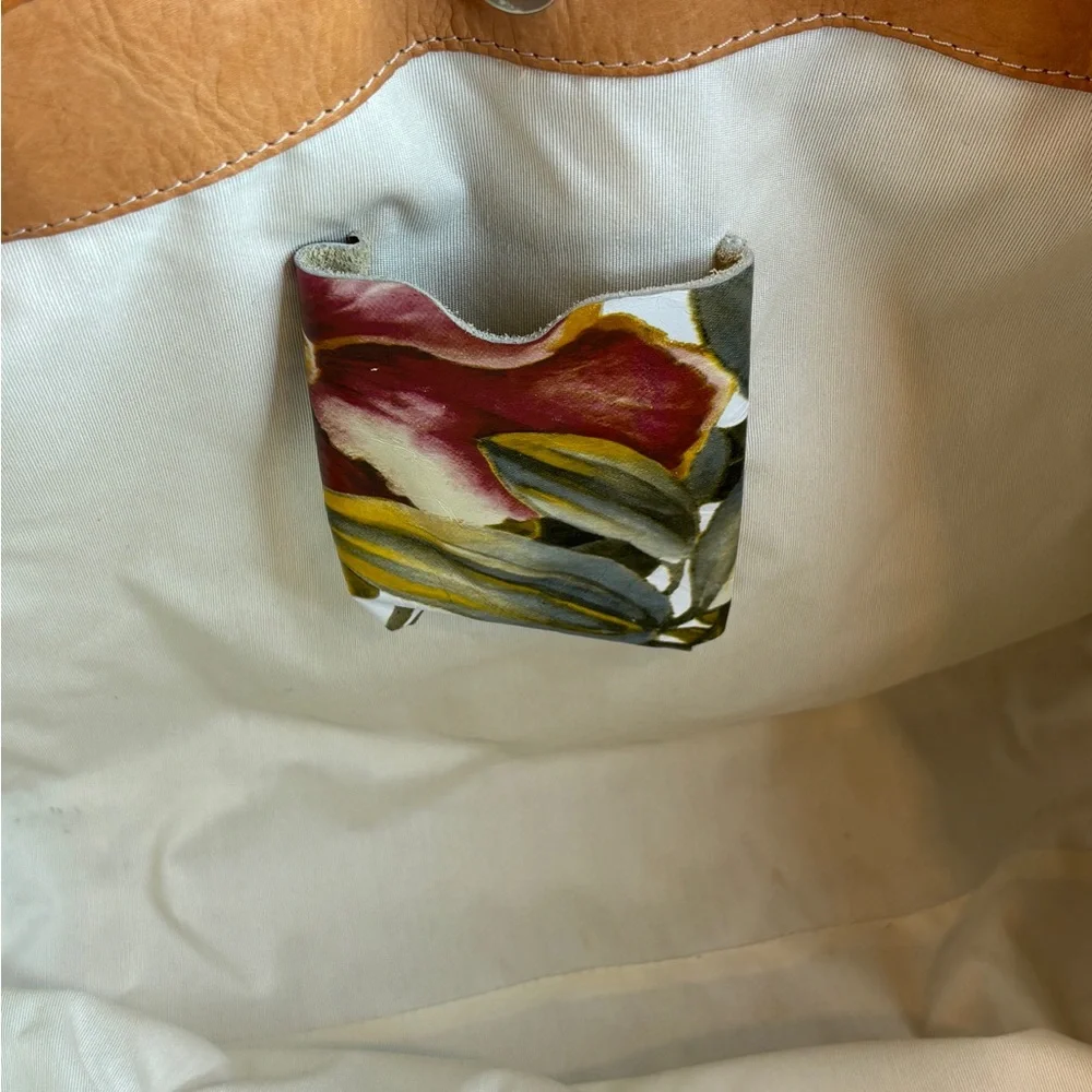 Maurizio Taiuti Genuine Italian‎ Leather “Orchid” Print Large Tote